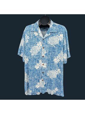 Hawaiian Pineapple Print Button Up Camp Shirt Aloha Resort Tropical Y2K Large